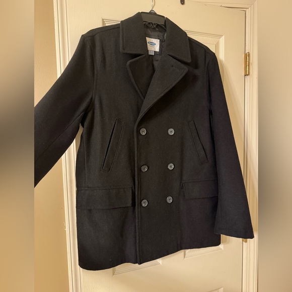 Men’s Old Navy Large Black Peacoat - Picture 2 of 5